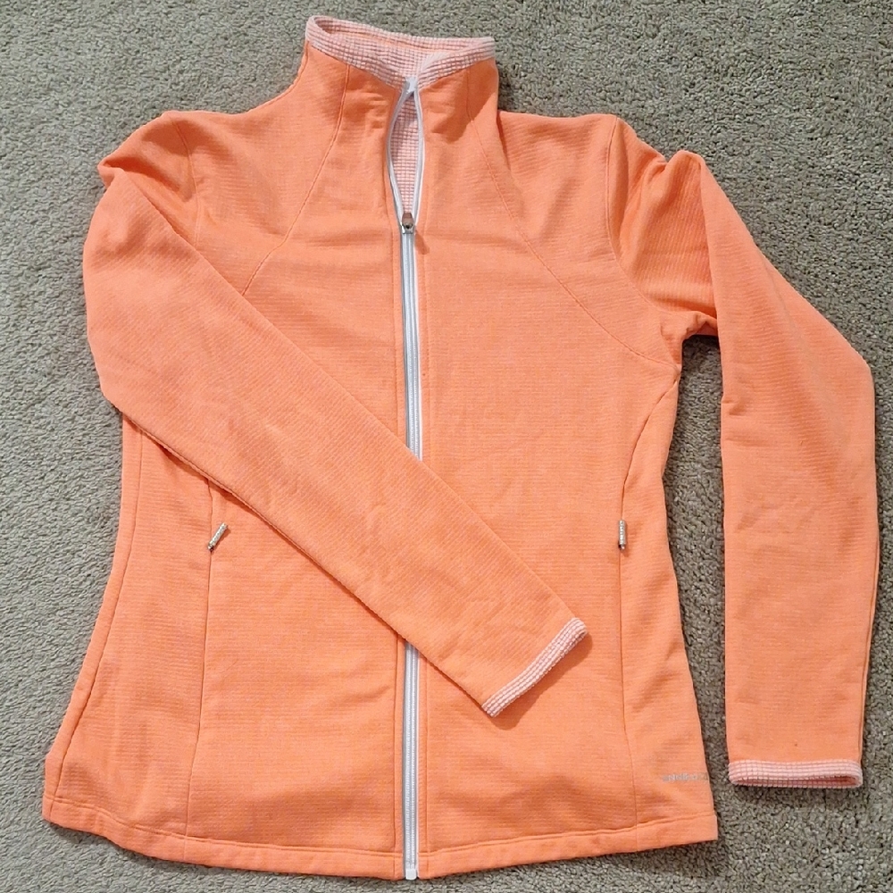 Orange Ski Jacket with Stand-Up Collar and Fitted Silhouette